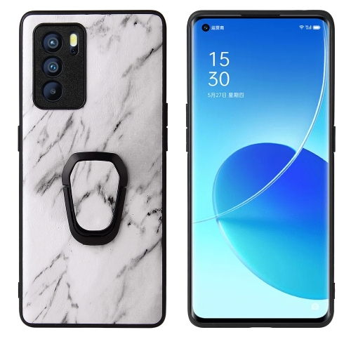 

For OPPO Reno6 Pro 5G Leather Back Phone Case with Holder(Marble)