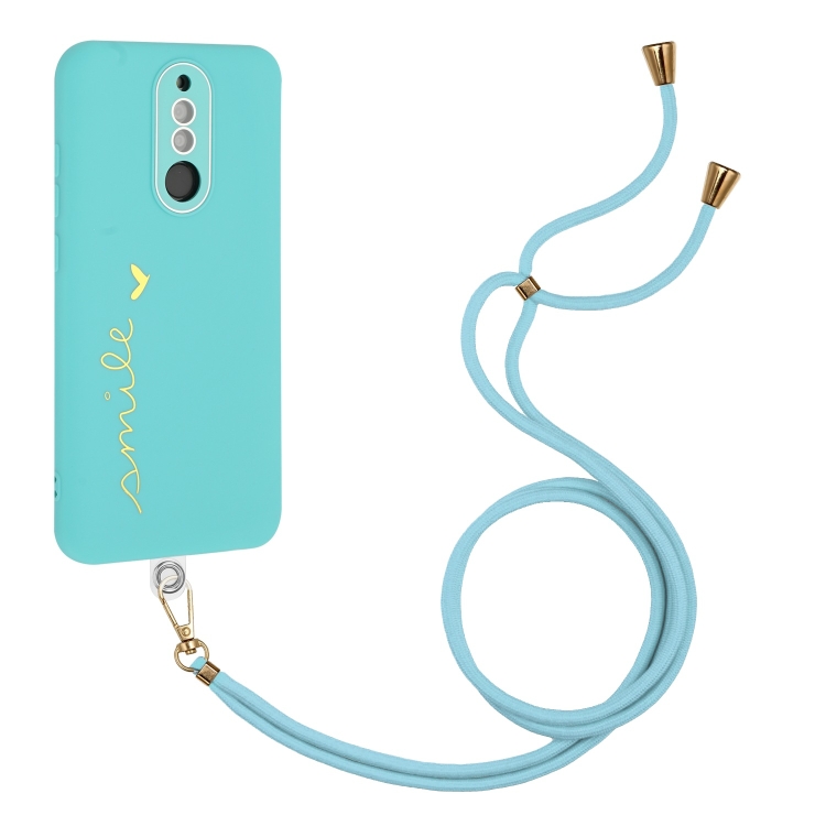 

For Xiaomi Redmi 8 / 8A Dual / 8A Pro Gilding Line TPU Phone Case with Strap(Light Blue)