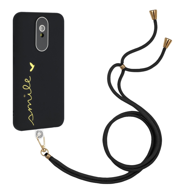 

For Xiaomi Redmi 8A Gilding Line TPU Phone Case with Strap(Black)