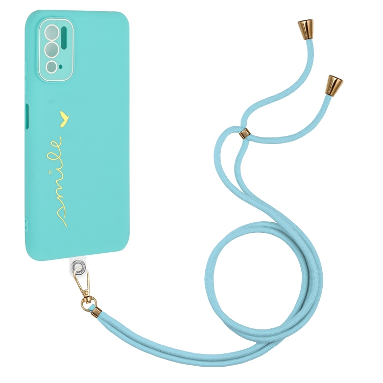 

For Xiaomi Redmi Note 10 5G / 10T 5G / Poco M3 Pro / Poco M3 Pro 5G Gilding Line TPU Phone Case with Strap(Light Blue)