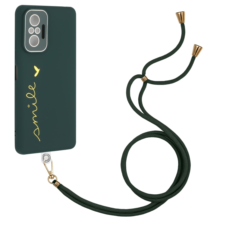 

For Xiaomi Redmi Note 10 Pro Global / Note 10 Pro Max Gilding Line TPU Phone Case with Strap(Dark Green)
