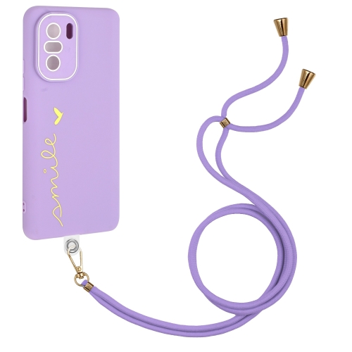 

For Xiaomi Poco F3 / Mi 11i/11X/11X Pro / Redmi K40/K40 Pro Gilding Line TPU Phone Case with Strap(Light Purple)