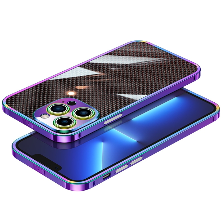 

For iPhone 13 Pro Carbon Brazed Stainless Steel Ultra Thin Protective Phone Case (Colorful)