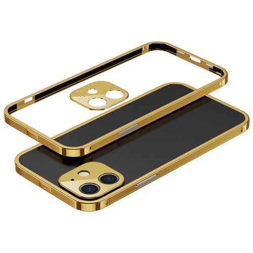 

Electroplated Glossy Stainless Steel Phone Case For iPhone 12 mini(Gold)