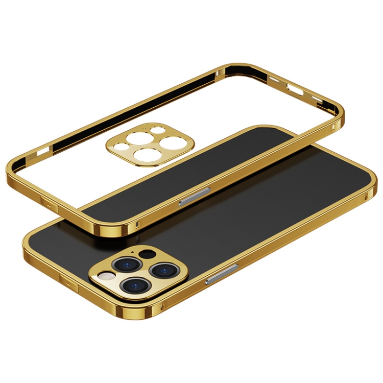 

For iPhone 12 Pro Max Electroplated Glossy Stainless Steel Phone Case(Gold)