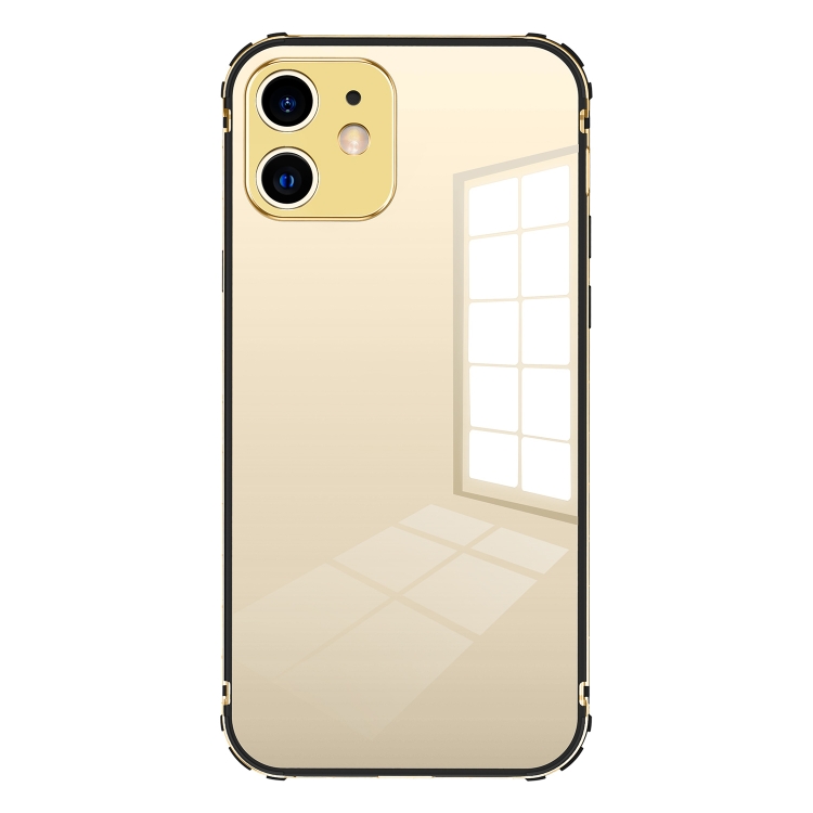 

Stainless Steel+TPU Metal Transparent Phone Case For iPhone 12 mini(Gold)