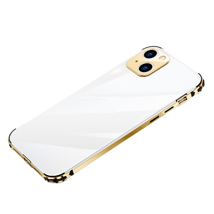 

Stainless Steel+TPU Metal Transparent Phone Case For iPhone 13(Gold)