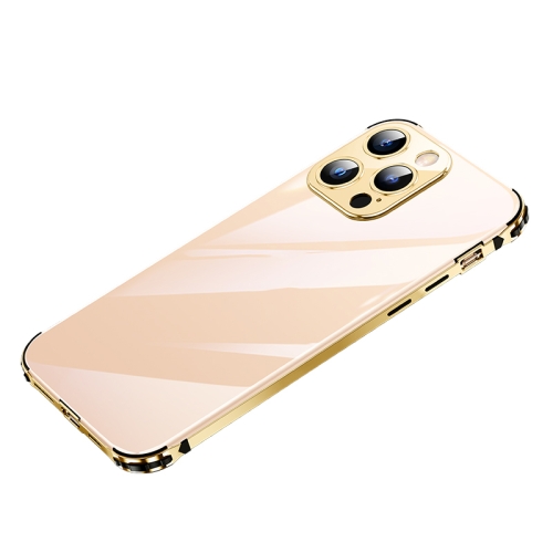 

Stainless Steel+TPU Metal Transparent Phone Case For iPhone 13 Pro(Gold)