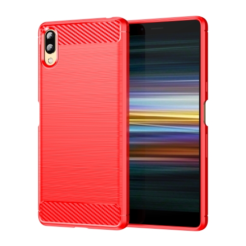 

For Sony Xperia L3 Brushed Texture Carbon Fiber TPU Phone Case(Red)