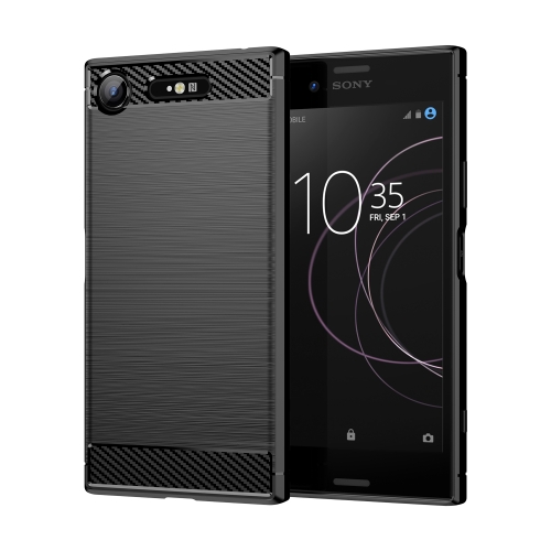 

For Sony Xperia XZ1 Brushed Texture Carbon Fiber TPU Phone Case(Black)