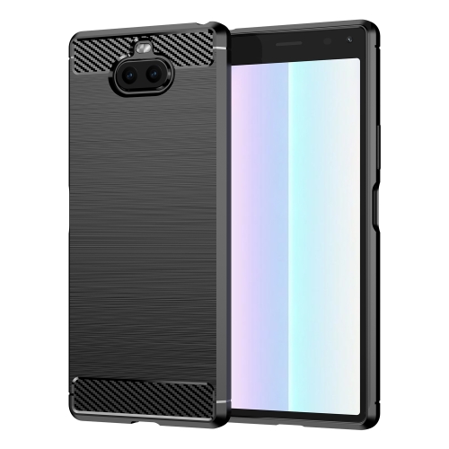 

For Sony Xperia 8/8 Lite Brushed Texture Carbon Fiber TPU Phone Case(Black)