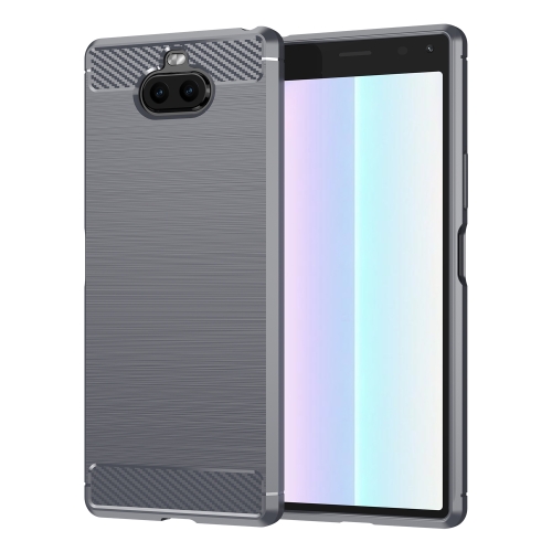 

For Sony Xperia 8/8 Lite Brushed Texture Carbon Fiber TPU Phone Case(Grey)