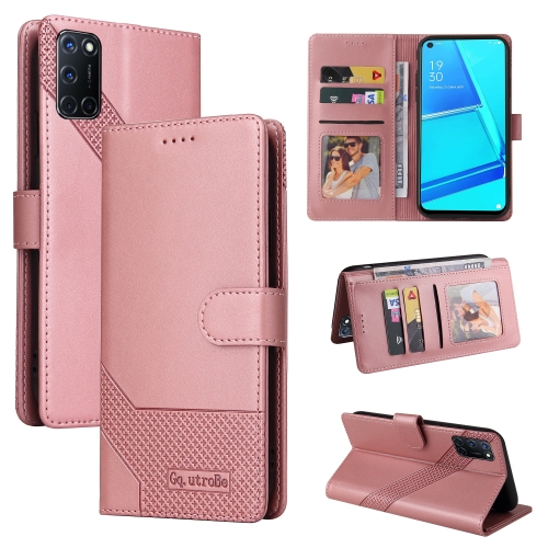 

For OPPO A52 GQUTROBE Skin Feel Magnetic Leather Phone Case(Rose Gold)