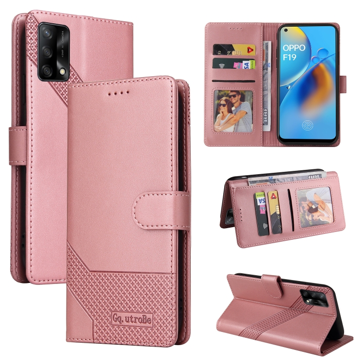 

For OPPO A74 / F19 GQUTROBE Skin Feel Magnetic Leather Phone Case(Rose Gold)