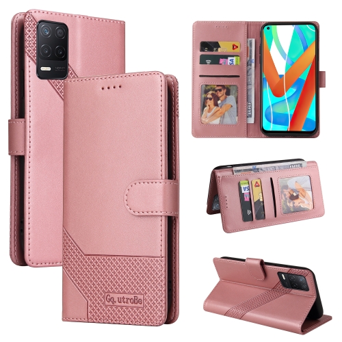 

For Realme V13 5G GQUTROBE Skin Feel Magnetic Leather Phone Case(Rose Gold)