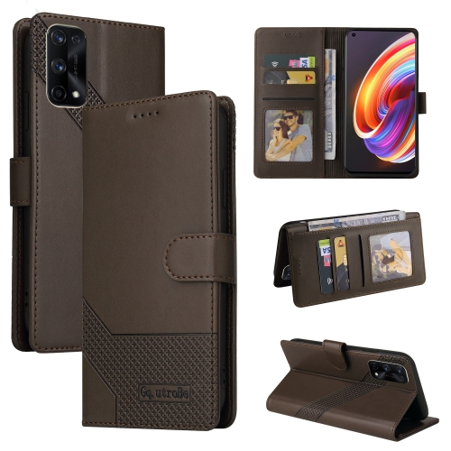 

For Realme X7 Pro GQUTROBE Skin Feel Magnetic Leather Phone Case(Brown)