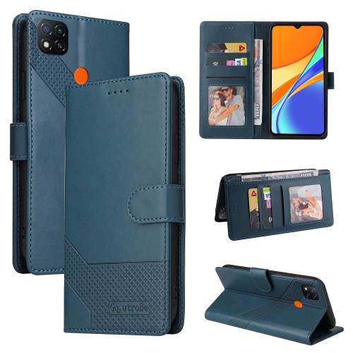 

For Xiaomi Redmi 9C GQUTROBE Skin Feel Magnetic Leather Phone Case(Blue)