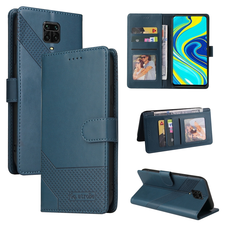 

For Xiaomi Redmi Note 9 Pro GQUTROBE Skin Feel Magnetic Leather Phone Case(Blue)