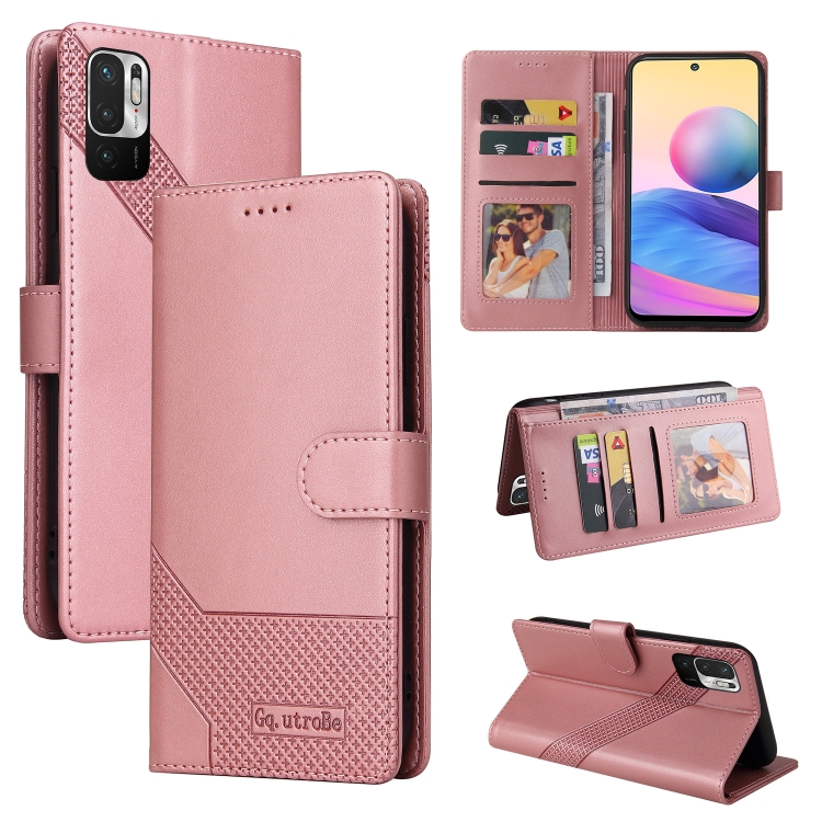 

For Xiaomi Redmi Note 10 5G GQUTROBE Skin Feel Magnetic Leather Phone Case(Rose Gold)