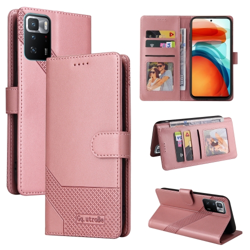 

For Xiaomi Redmi Note 10 Pro GQUTROBE Skin Feel Magnetic Leather Phone Case(Rose Gold)