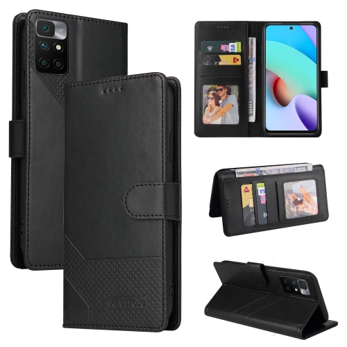 

For Xiaomi Redmi 10 GQUTROBE Skin Feel Magnetic Leather Phone Case(Black)