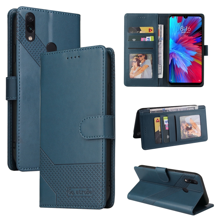 

For Xiaomi Redmi Note 7 GQUTROBE Skin Feel Magnetic Leather Phone Case(Blue)