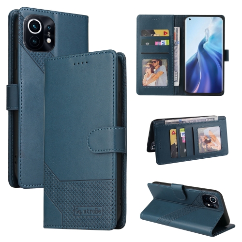 

For Xiaomi Mi 11 GQUTROBE Skin Feel Magnetic Leather Phone Case(Blue)