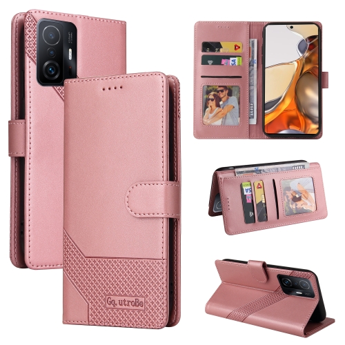 For Xiaomi 11T / 11T Pro GQUTROBE Skin Feel Magnetic Leather Phone Case(Rose Gold)