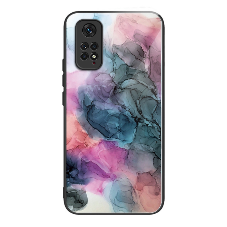 

For Xiaomi Redmi Note 11 4G Abstract Marble Pattern Glass Protective Case(Abstract Multicolor)
