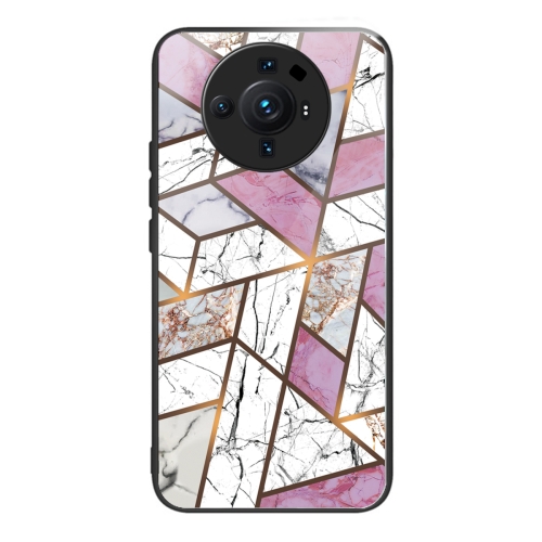 

For Xiaomi 12S Ultra Abstract Marble Pattern Glass Protective Case(Rhombus White Purple)