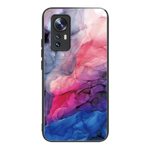 

For Xiaomi 12X Abstract Marble Pattern Glass Protective Case(Abstract Red)
