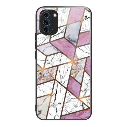 

For Huawei Nova 10 Pro Abstract Marble Pattern Glass Protective Case(Rhombus White Purple)