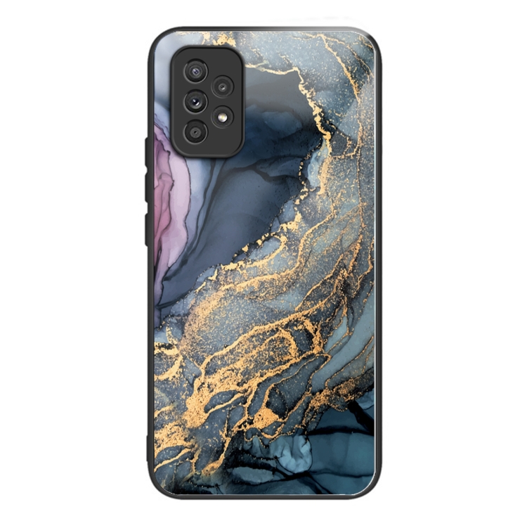

For Samsung Galaxy A33 5G Abstract Marble Pattern Glass Protective Case(Abstract Gold)