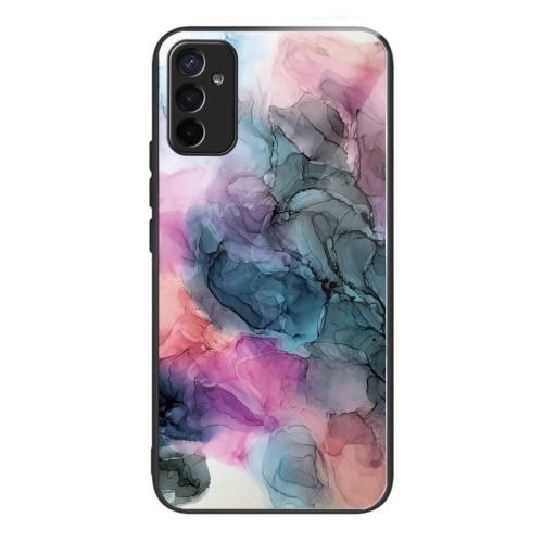 

For Samsung Galaxy M13 4G Abstract Marble Pattern Glass Protective Case(Abstract Multicolor)