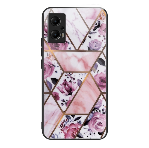 

For Xiaomi Redmi Note 11T Pro Abstract Marble Pattern Glass Protective Case(Rhombus Rose)