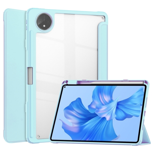 

For Huawei MatePad Pro 11 2022 Tri-fold Clear TPU Leather Smart Tablet Case(Sky Blue)