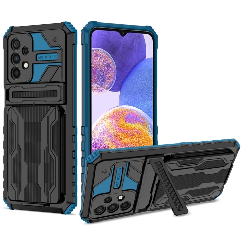 

For Samsung Galaxy A23 4G / 5G Kickstand Armor Card Wallet Phone Case(Blue)