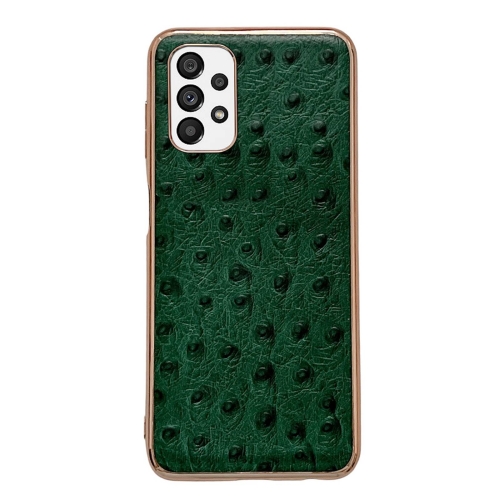 

For Samsung Galaxy A13 4G Genuine Leather Ostrich Texture Series Nano Electroplating Phone Case(Green)