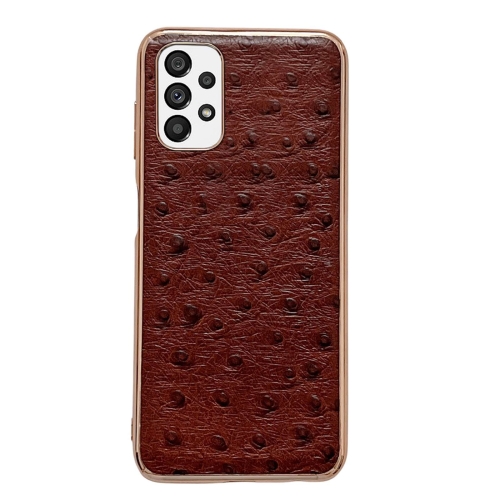 

For Samsung Galaxy A23 5G Genuine Leather Ostrich Texture Series Nano Electroplating Phone Case(Brown)