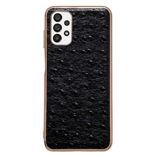 

For Samsung Galaxy A33 5G Genuine Leather Ostrich Texture Series Nano Electroplating Phone Case(Black)