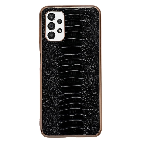 

For Samsung Galaxy A13 4G Genuine Leather Weilai Series Nano Electroplating Phone Case(Black)