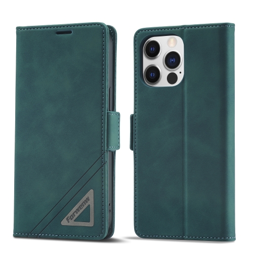 

Forwenw Dual-side Buckle Leather Phone Case For iPhone 14 Pro(Dark Cyan)