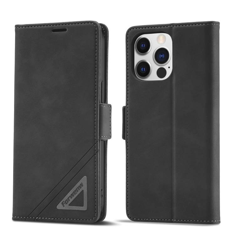 

Forwenw Dual-side Buckle Leather Phone Case For iPhone 14 Pro Max(Black)