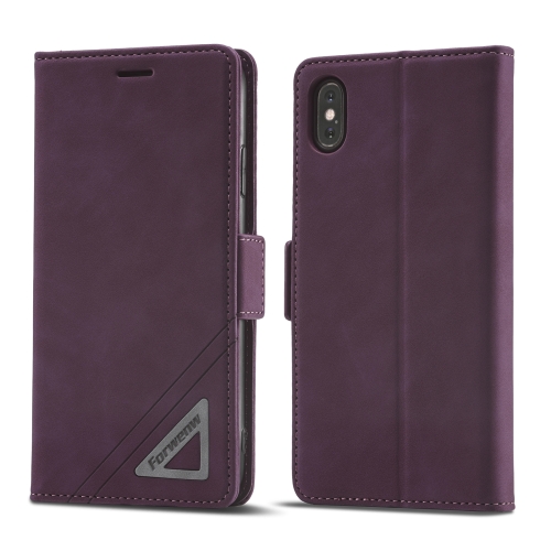 

Forwenw Dual-side Buckle Leather Phone Case For iPhone X / XS(Wine Red)