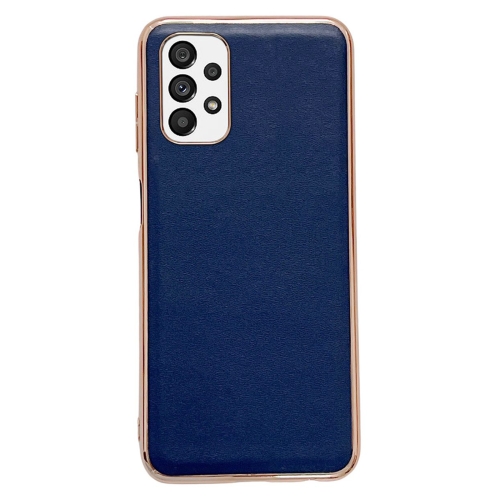 

For Samsung Galaxy A13 4G Genuine Leather Xiaoya Series Nano Electroplating Phone Case(Blue)