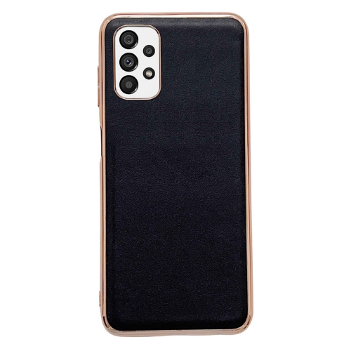 

For Samsung Galaxy A23 4G Genuine Leather Xiaoya Series Nano Electroplating Phone Case(Black)