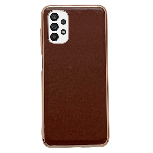 

For Samsung Galaxy A33 5G Genuine Leather Xiaoya Series Nano Electroplating Phone Case(Coffee)