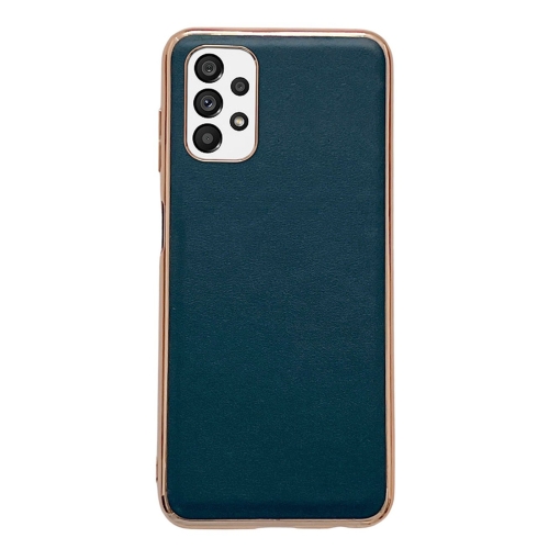 

For Samsung Galaxy A73 5G Genuine Leather Xiaoya Series Nano Electroplating Phone Case(Green)