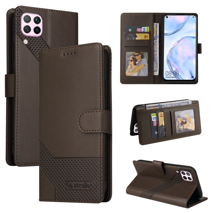 

For Huawei P40 Lite GQUTROBE Skin Feel Magnetic Leather Phone Case(Brown)