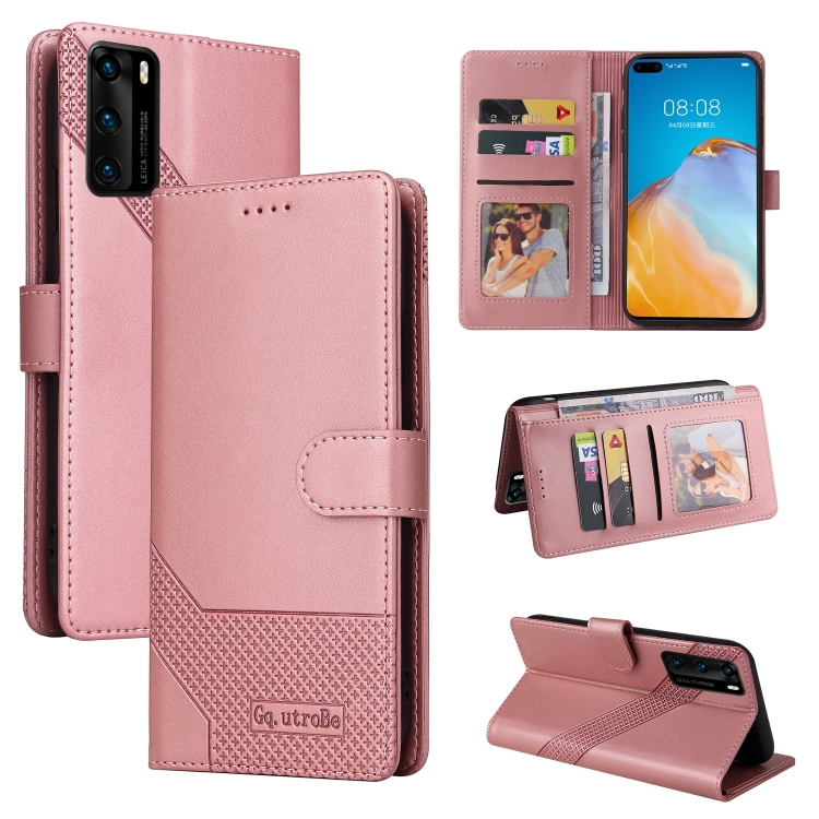 

For Huawei P40 Pro GQUTROBE Skin Feel Magnetic Leather Phone Case(Rose Gold)